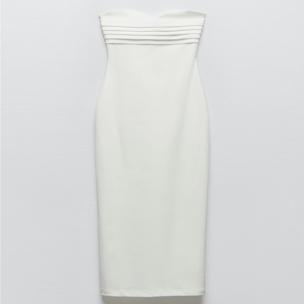 Zara STRAPLESS MIDI DRESS. NWT. White. Sizes S, L. - Picture 6 of 7